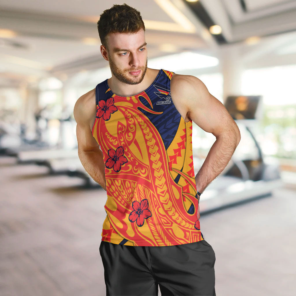 Personalized Adelaide Crows Men Tank Top Polynesian Tribal Crow Mascot With Hibiscus Floral Art