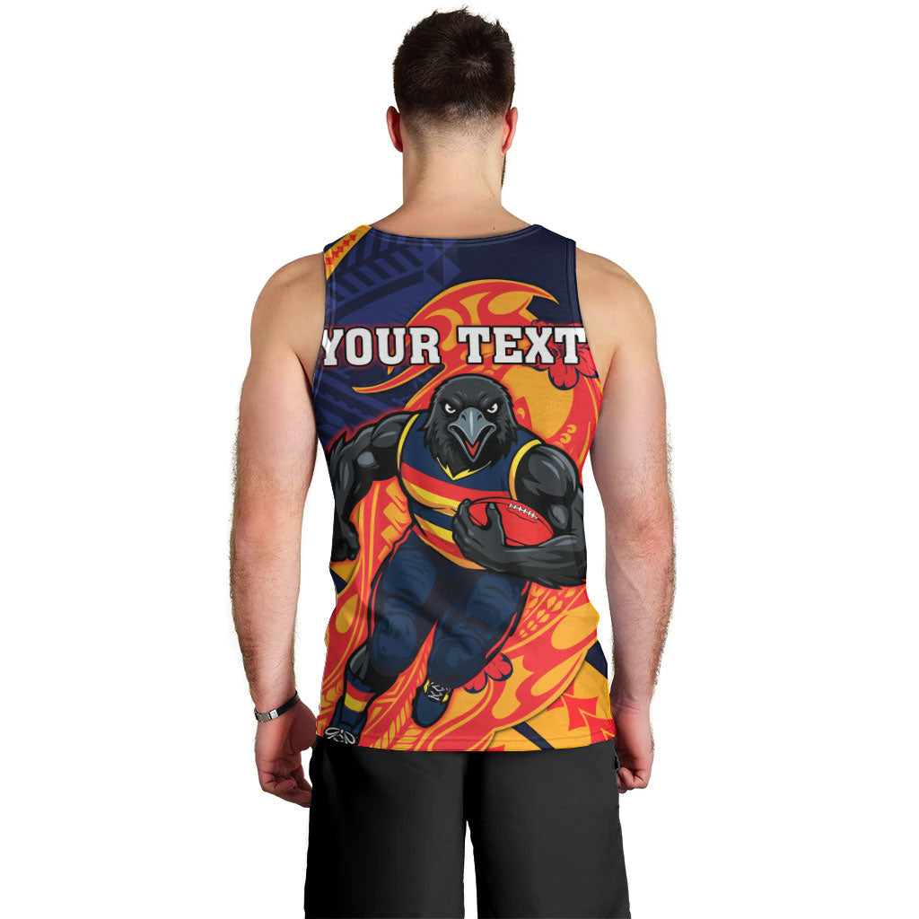 Personalized Adelaide Crows Men Tank Top Polynesian Tribal Crow Mascot With Hibiscus Floral Art