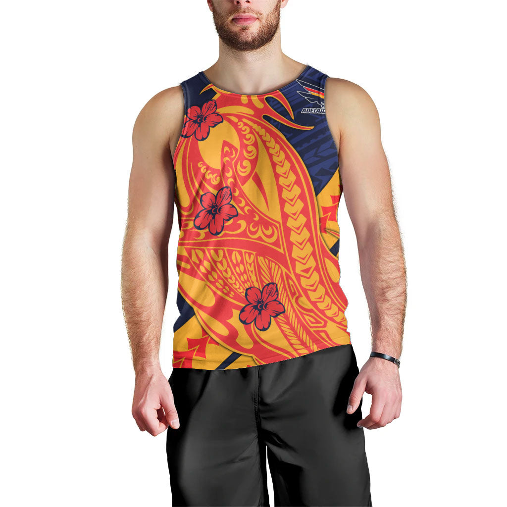 Personalized Adelaide Crows Men Tank Top Polynesian Tribal Crow Mascot With Hibiscus Floral Art