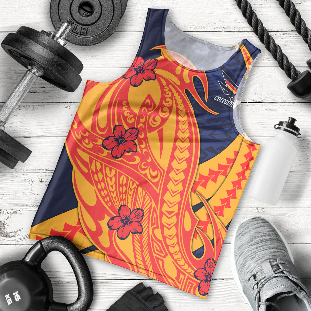 Personalized Adelaide Crows Men Tank Top Polynesian Tribal Crow Mascot With Hibiscus Floral Art
