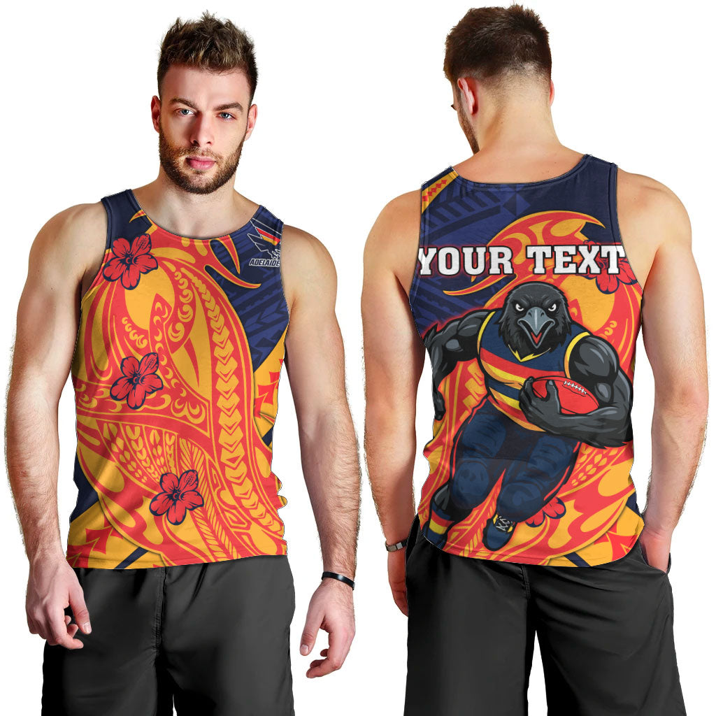 Personalized Adelaide Crows Men Tank Top Polynesian Tribal Crow Mascot With Hibiscus Floral Art