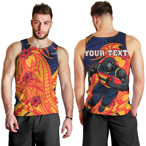 Personalized Adelaide Crows Men Tank Top Polynesian Tribal Crow Mascot With Hibiscus Floral Art