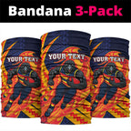 Personalized Adelaide Crows Neck Gaiter Polynesian Tribal Crow Mascot With Hibiscus Floral Art