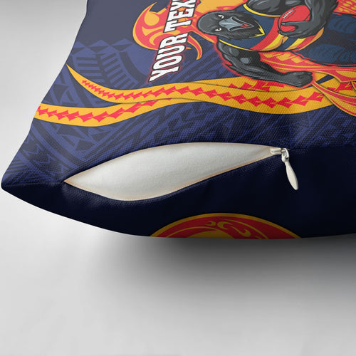 Personalized Adelaide Crows Pillow Cover Polynesian Tribal Crow Mascot With Hibiscus Floral Art