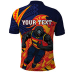 Personalized Adelaide Crows Polo Shirt Polynesian Tribal Crow Mascot With Hibiscus Floral Art