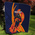 Personalized Adelaide Crows Quilt Polynesian Tribal Crow Mascot With Hibiscus Floral Art
