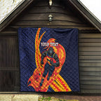 Personalized Adelaide Crows Quilt Polynesian Tribal Crow Mascot With Hibiscus Floral Art