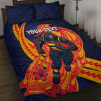Personalized Adelaide Crows Quilt Bed Set Polynesian Tribal Crow Mascot With Hibiscus Floral Art