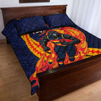 Personalized Adelaide Crows Quilt Bed Set Polynesian Tribal Crow Mascot With Hibiscus Floral Art