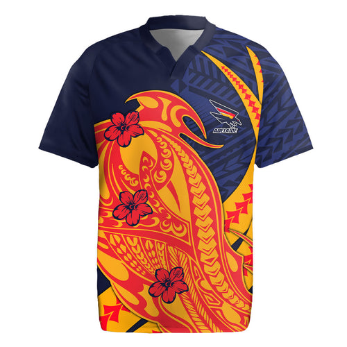 Personalized Adelaide Crows Rugby Jersey Polynesian Tribal Crow Mascot With Hibiscus Floral Art