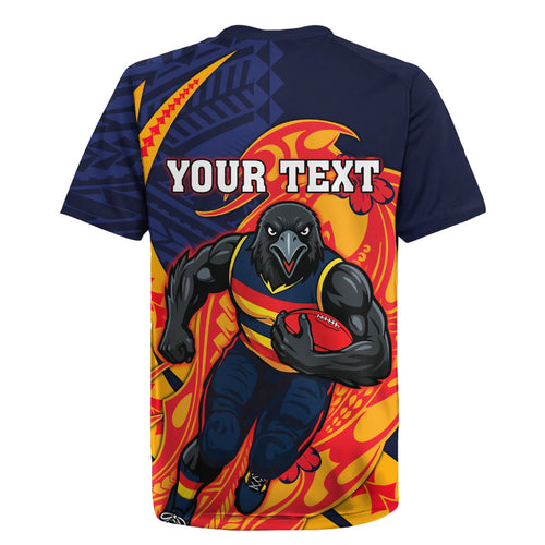 Personalized Adelaide Crows Rugby Jersey Polynesian Tribal Crow Mascot With Hibiscus Floral Art