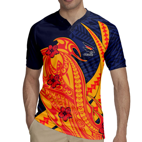 Personalized Adelaide Crows Rugby Jersey Polynesian Tribal Crow Mascot With Hibiscus Floral Art