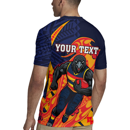 Personalized Adelaide Crows Rugby Jersey Polynesian Tribal Crow Mascot With Hibiscus Floral Art