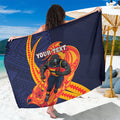 Personalized Adelaide Crows Sarong Polynesian Tribal Crow Mascot With Hibiscus Floral Art