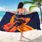Personalized Adelaide Crows Sarong Polynesian Tribal Crow Mascot With Hibiscus Floral Art