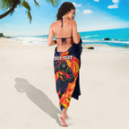 Personalized Adelaide Crows Sarong Polynesian Tribal Crow Mascot With Hibiscus Floral Art