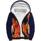 Personalized Adelaide Crows Sherpa Hoodie Polynesian Tribal Crow Mascot With Hibiscus Floral Art