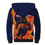 Personalized Adelaide Crows Sherpa Hoodie Polynesian Tribal Crow Mascot With Hibiscus Floral Art