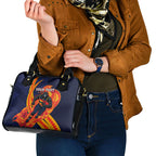 Personalized Adelaide Crows Shoulder Handbag Polynesian Tribal Crow Mascot With Hibiscus Floral Art