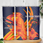Personalized Adelaide Crows Skinny Tumbler Polynesian Tribal Crow Mascot With Hibiscus Floral Art
