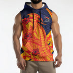 Personalized Adelaide Crows Sleeveless Hoodie Polynesian Tribal Crow Mascot With Hibiscus Floral Art