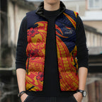 Personalized Adelaide Crows Sleeveless Puffer Jacket Polynesian Tribal Crow Mascot With Hibiscus Floral Art