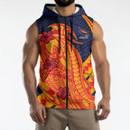 Personalized Adelaide Crows Sleeveless Zip Hoodie Polynesian Tribal Crow Mascot With Hibiscus Floral Art