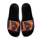 Personalized Adelaide Crows Slide Sandals Polynesian Tribal Crow Mascot With Hibiscus Floral Art
