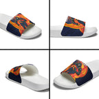 Personalized Adelaide Crows Slide Sandals Polynesian Tribal Crow Mascot With Hibiscus Floral Art