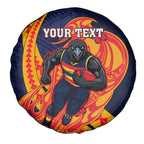 Personalized Adelaide Crows Spare Tire Cover Polynesian Tribal Crow Mascot With Hibiscus Floral Art