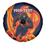 Personalized Adelaide Crows Spare Tire Cover Polynesian Tribal Crow Mascot With Hibiscus Floral Art