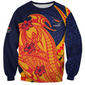 Personalized Adelaide Crows Sweatshirt Polynesian Tribal Crow Mascot With Hibiscus Floral Art