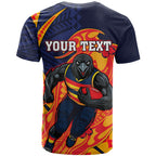 Personalized Adelaide Crows T Shirt Polynesian Tribal Crow Mascot With Hibiscus Floral Art