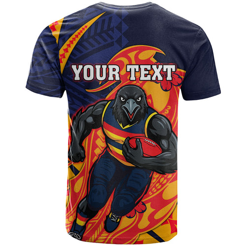Personalized Adelaide Crows T Shirt Polynesian Tribal Crow Mascot With Hibiscus Floral Art