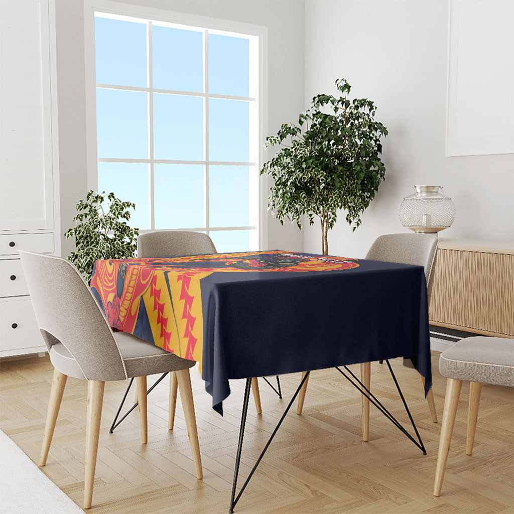 Personalized Adelaide Crows Tablecloth Polynesian Tribal Crow Mascot With Hibiscus Floral Art
