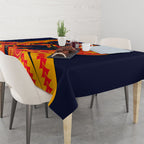 Personalized Adelaide Crows Tablecloth Polynesian Tribal Crow Mascot With Hibiscus Floral Art