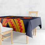 Personalized Adelaide Crows Tablecloth Polynesian Tribal Crow Mascot With Hibiscus Floral Art
