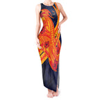 Personalized Adelaide Crows Tank Maxi Dress Polynesian Tribal Crow Mascot With Hibiscus Floral Art
