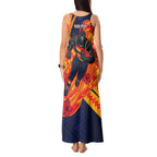 Personalized Adelaide Crows Tank Maxi Dress Polynesian Tribal Crow Mascot With Hibiscus Floral Art