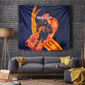 Personalized Adelaide Crows Tapestry Polynesian Tribal Crow Mascot With Hibiscus Floral Art