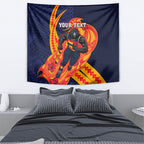 Personalized Adelaide Crows Tapestry Polynesian Tribal Crow Mascot With Hibiscus Floral Art