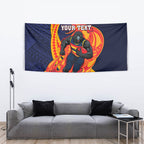 Personalized Adelaide Crows Tapestry Polynesian Tribal Crow Mascot With Hibiscus Floral Art