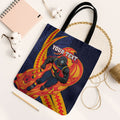 Personalized Adelaide Crows Tote Bag Polynesian Tribal Crow Mascot With Hibiscus Floral Art