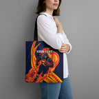 Personalized Adelaide Crows Tote Bag Polynesian Tribal Crow Mascot With Hibiscus Floral Art