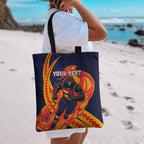 Personalized Adelaide Crows Tote Bag Polynesian Tribal Crow Mascot With Hibiscus Floral Art