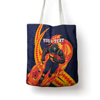 Personalized Adelaide Crows Tote Bag Polynesian Tribal Crow Mascot With Hibiscus Floral Art