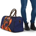 Personalized Adelaide Crows Travel Bag Polynesian Tribal Crow Mascot With Hibiscus Floral Art