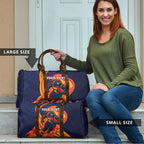 Personalized Adelaide Crows Travel Bag Polynesian Tribal Crow Mascot With Hibiscus Floral Art