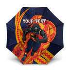 Personalized Adelaide Crows Umbrella Polynesian Tribal Crow Mascot With Hibiscus Floral Art