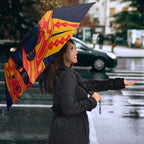 Personalized Adelaide Crows Umbrella Polynesian Tribal Crow Mascot With Hibiscus Floral Art